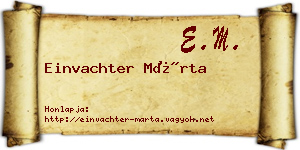 Einvachter Márta névjegykártya
